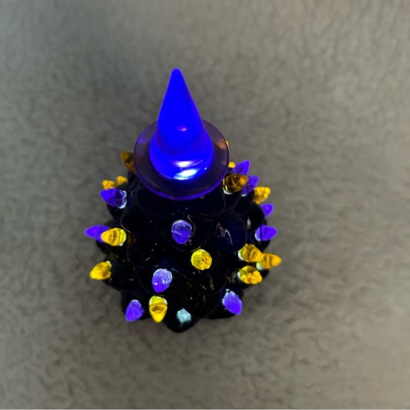 Mr Christmas small 6" Halloween tree lited purple & orange ceramic plastic READ - Picture 3 of 12